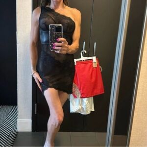 Victoria's Secret Black Asymmetrical Lace Dress